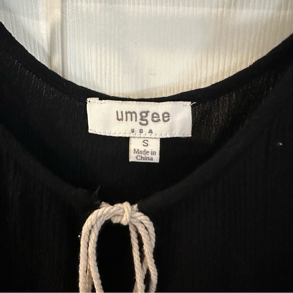 Umgee Boho Crochet Color Block Lace Bell Sleeve Tunic Blouse Size Small Peasant - Picture 2 of 8